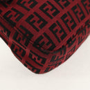 FENDI Zucchino Canvas Mamma Baguette Shoulder Bag Red Silver Auth 150613V-16