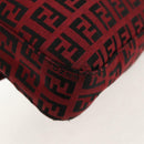FENDI Zucchino Canvas Mamma Baguette Shoulder Bag Red Silver Auth 150613V-18