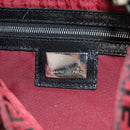 FENDI Zucchino Canvas Mamma Baguette Shoulder Bag Red Silver Auth 150613V-22