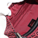 FENDI Zucchino Canvas Mamma Baguette Shoulder Bag Red Silver Auth 150613V-10