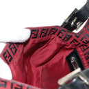 FENDI Zucchino Canvas Mamma Baguette Shoulder Bag Red Silver Auth 150613V-23