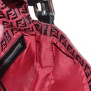 FENDI Zucchino Canvas Mamma Baguette Shoulder Bag Red Silver Auth 150613V-24