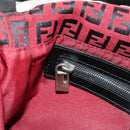 FENDI Zucchino Canvas Mamma Baguette Shoulder Bag Red Silver Auth 150613V-25