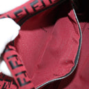 FENDI Zucchino Canvas Mamma Baguette Shoulder Bag Red Silver Auth 150613V-26