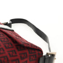 FENDI Zucchino Canvas Mamma Baguette Shoulder Bag Red Silver Auth 150613V-15