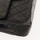 CHANEL Chain Double Flap Matelasse 23 Bag Leather Black Gold CC Auth 150616-11