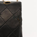 CHANEL Chain Double Flap Matelasse 23 Bag Leather Black Gold CC Auth 150616-15