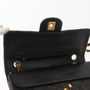 CHANEL Chain Double Flap Matelasse 23 Bag Leather Black Gold CC Auth 150616-17