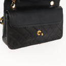 CHANEL Chain Double Flap Matelasse 23 Bag Leather Black Gold CC Auth 150616-18