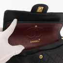 CHANEL Chain Double Flap Matelasse 23 Bag Leather Black Gold CC Auth 150616-19