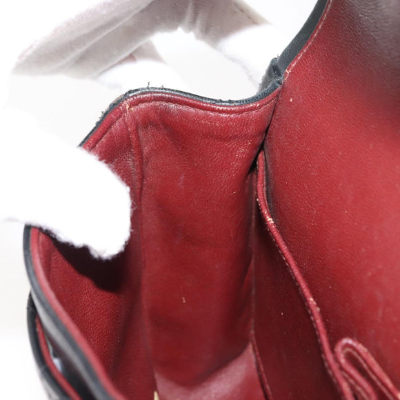 CHANEL Chain Double Flap Matelasse 23 Bag Leather Black Gold CC Auth 150616