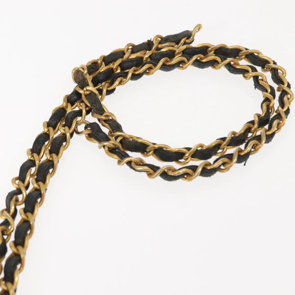 CHANEL Chain Double Flap Matelasse 23 Bag Leather Black Gold CC Auth 150616