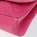 CHANEL Mini Matelasse Chain Shoulder Bag Lamb Skin Pink Gold CC Auth 150617-10