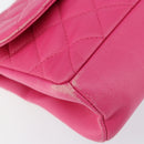 CHANEL Mini Matelasse Chain Shoulder Bag Lamb Skin Pink Gold CC Auth 150617-11