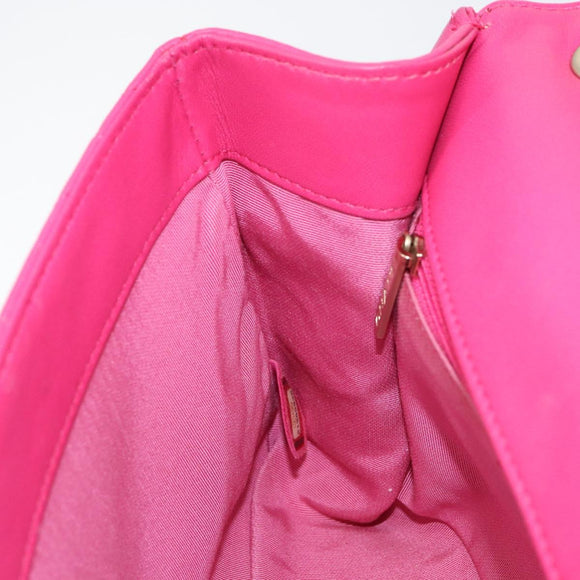 CHANEL Mini Matelasse Chain Shoulder Bag Lamb Skin Pink Gold CC Auth 150617