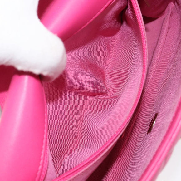 CHANEL Mini Matelasse Chain Shoulder Bag Lamb Skin Pink Gold CC Auth 150617