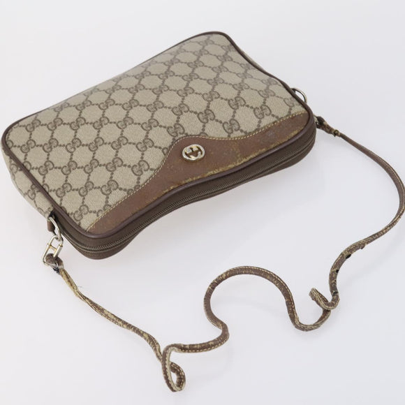 Salvatore Ferragamo Gucci GG Supreme Bag PVC Leather 2 Set Beige Navy Auth 150618