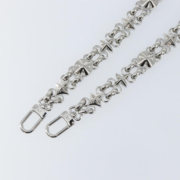 LOUIS VUITTON Chain Shoulder Strap metal 25.6"" Silver LV Auth 150635