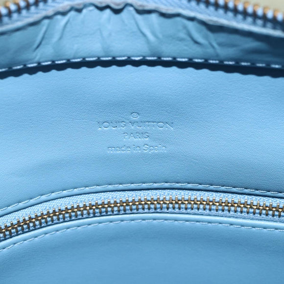 LOUIS VUITTON Monogram Vernis Houston Hand Bag Baby Blue M91005 LV Auth 150700