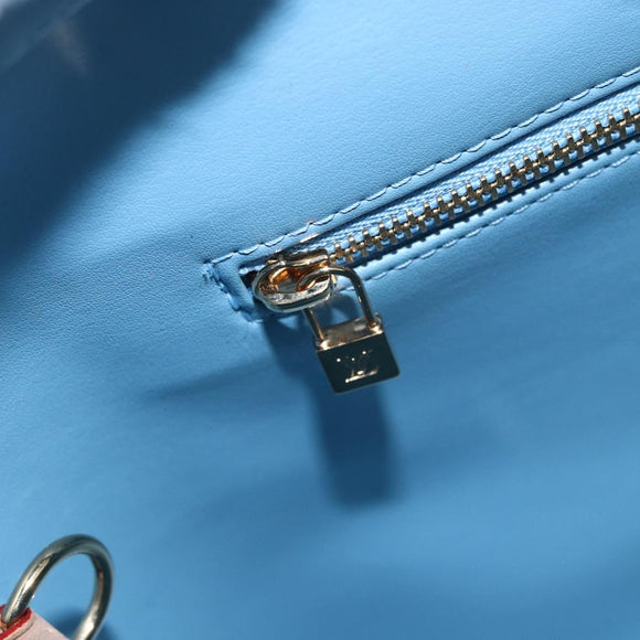 LOUIS VUITTON Monogram Vernis Houston Hand Bag Baby Blue M91005 LV Auth 150700