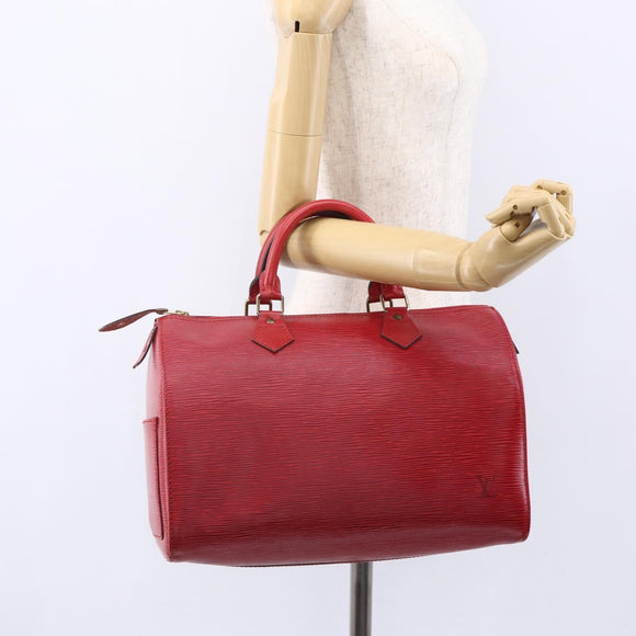 LOUIS VUITTON Epi Speedy 30 Hand Bag Castilian Red M43007 LV Auth 150715