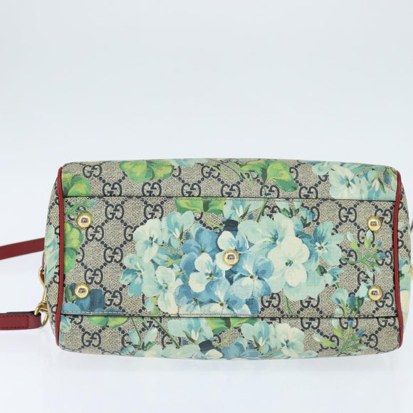 GUCCI GG Supreme Botanical Hand Bag PVC 2way Beige Gold 546314 Auth 150720