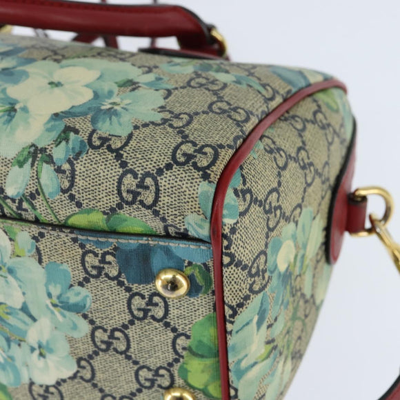 GUCCI GG Supreme Botanical Hand Bag PVC 2way Beige Gold 546314 Auth 150720