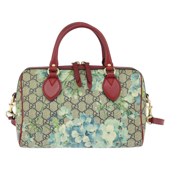 GUCCI GG Supreme Botanical Hand Bag PVC 2way Beige Gold 546314 Auth 150720