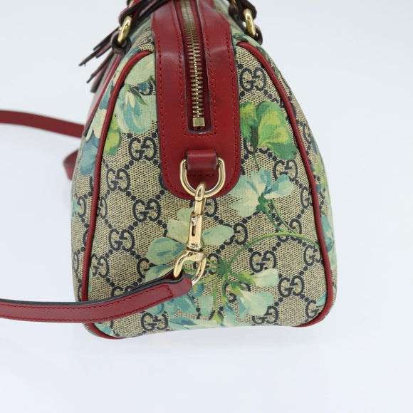 GUCCI GG Supreme Botanical Hand Bag PVC 2way Beige Gold 546314 Auth 150720