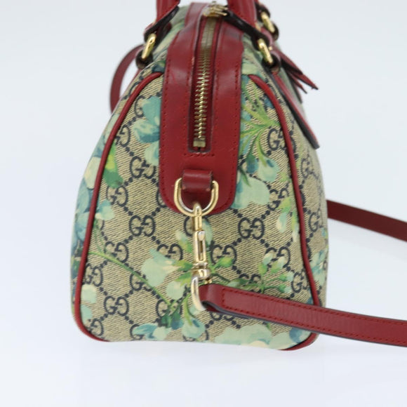GUCCI GG Supreme Botanical Hand Bag PVC 2way Beige Gold 546314 Auth 150720