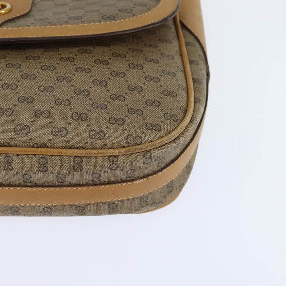 GUCCI Micro GG Supreme Shoulder Bag PVC Beige Gold Auth 150726