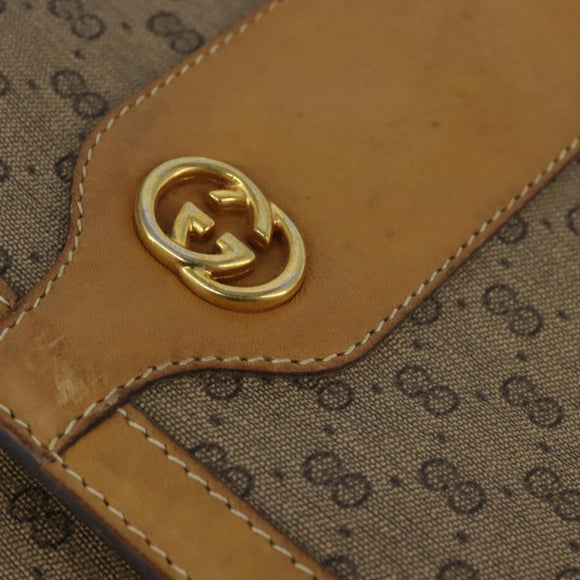 GUCCI Micro GG Supreme Shoulder Bag PVC Beige Gold Auth 150726