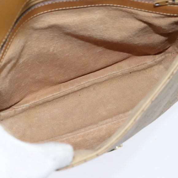 GUCCI Micro GG Supreme Shoulder Bag PVC Beige Gold Auth 150726