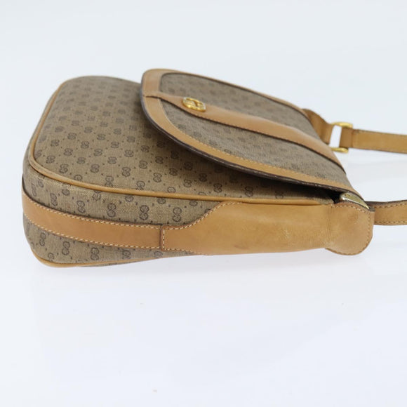 GUCCI Micro GG Supreme Shoulder Bag PVC Beige Gold Auth 150726