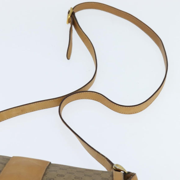 GUCCI Micro GG Supreme Shoulder Bag PVC Beige Gold Auth 150726