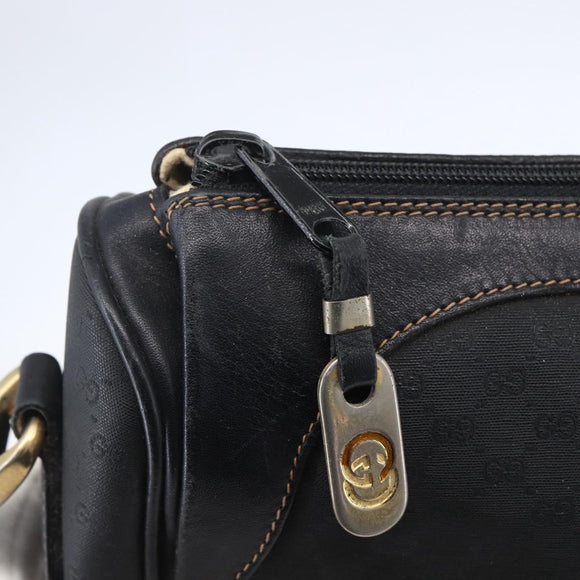 GUCCI Micro GG Supreme Shoulder Bag PVC Black Gold 001 37 0443 Auth 150727