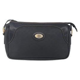 GUCCI Micro GG Supreme Shoulder Bag PVC Black Gold 001 37 0443 Auth 150727 - 0