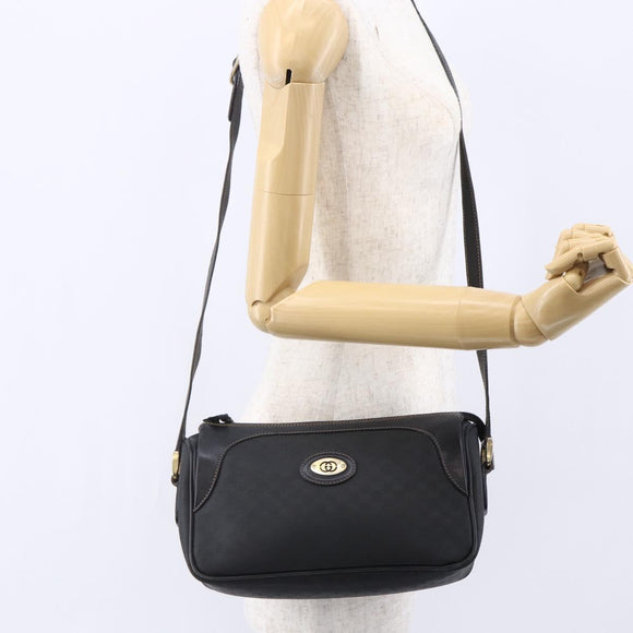GUCCI Micro GG Supreme Shoulder Bag PVC Black Gold 001 37 0443 Auth 150727