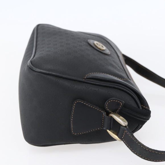 GUCCI Micro GG Supreme Shoulder Bag PVC Black Gold 001 37 0443 Auth 150727