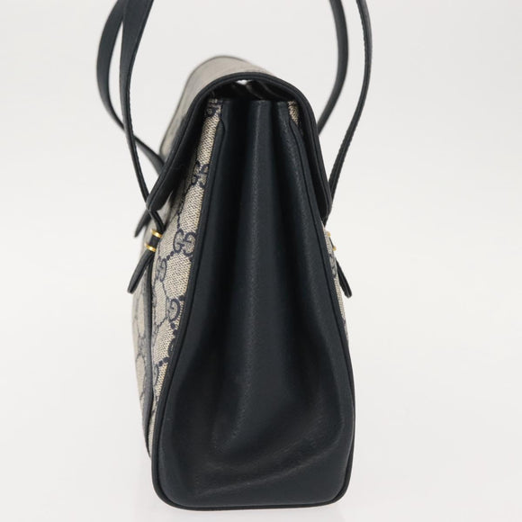 GUCCI GG Supreme Shoulder Bag PVC Navy Gold 000 46 4857 Auth 150729