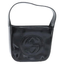 GUCCI Soho Hand Bag Enamel Black Silver Auth 150731-1
