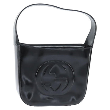 GUCCI Soho Hand Bag Enamel Black Silver Auth 150731