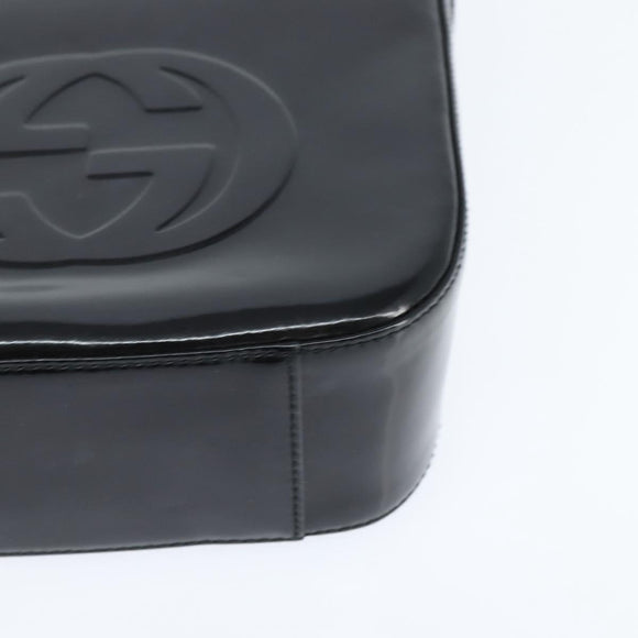 GUCCI Soho Hand Bag Enamel Black Silver Auth 150731