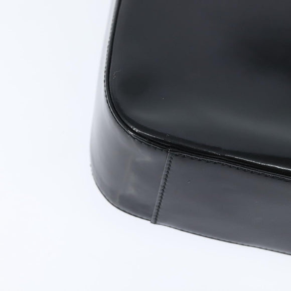 GUCCI Soho Hand Bag Enamel Black Silver Auth 150731