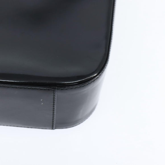 GUCCI Soho Hand Bag Enamel Black Silver Auth 150731