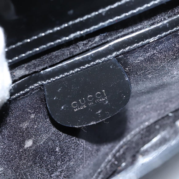 GUCCI Soho Hand Bag Enamel Black Silver Auth 150731