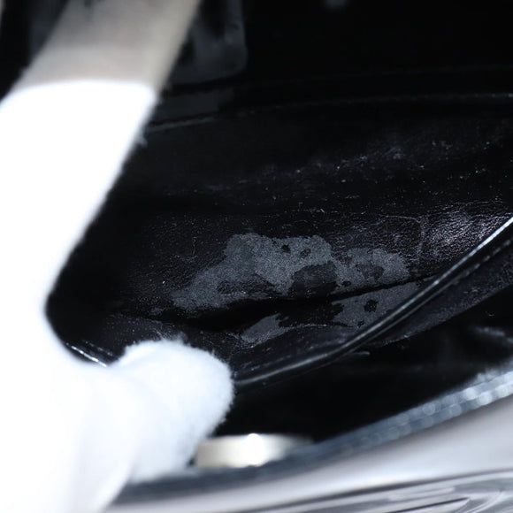 GUCCI Soho Hand Bag Enamel Black Silver Auth 150731