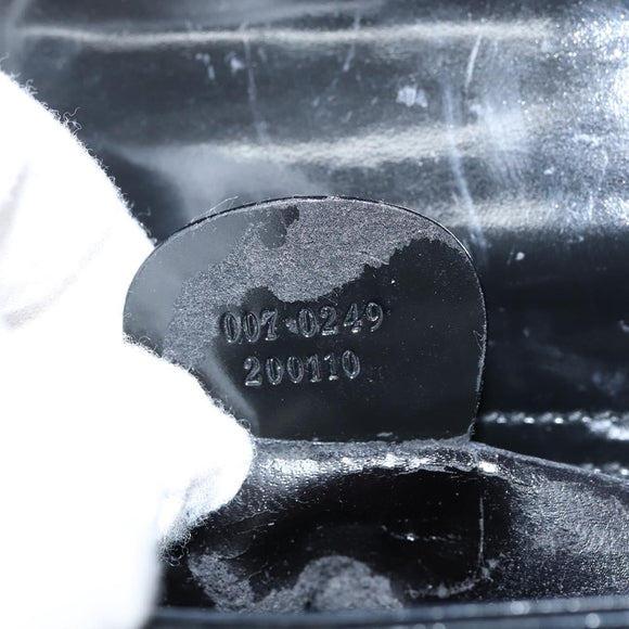 GUCCI Soho Hand Bag Enamel Black Silver Auth 150731