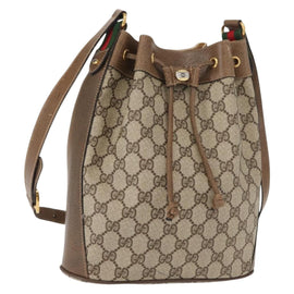 GUCCI GG Supreme Web Sherry Line Shoulder Bag PVC Beige 41 02 034 Auth 150733