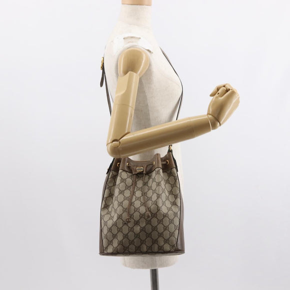 GUCCI GG Supreme Web Sherry Line Shoulder Bag PVC Beige 41 02 034 Auth 150733
